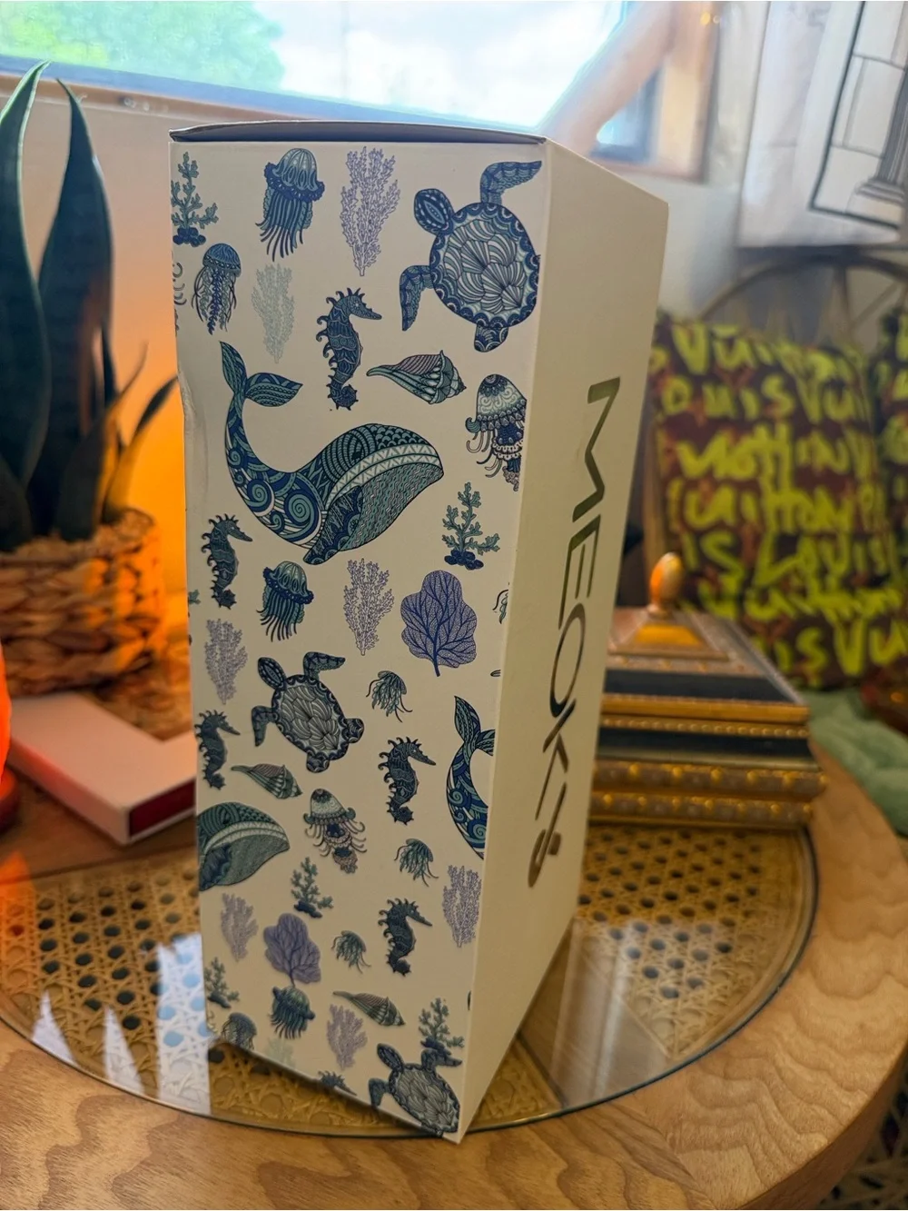 Ocean Print Travel Mug with Mint Handle - Picture 4 of 5